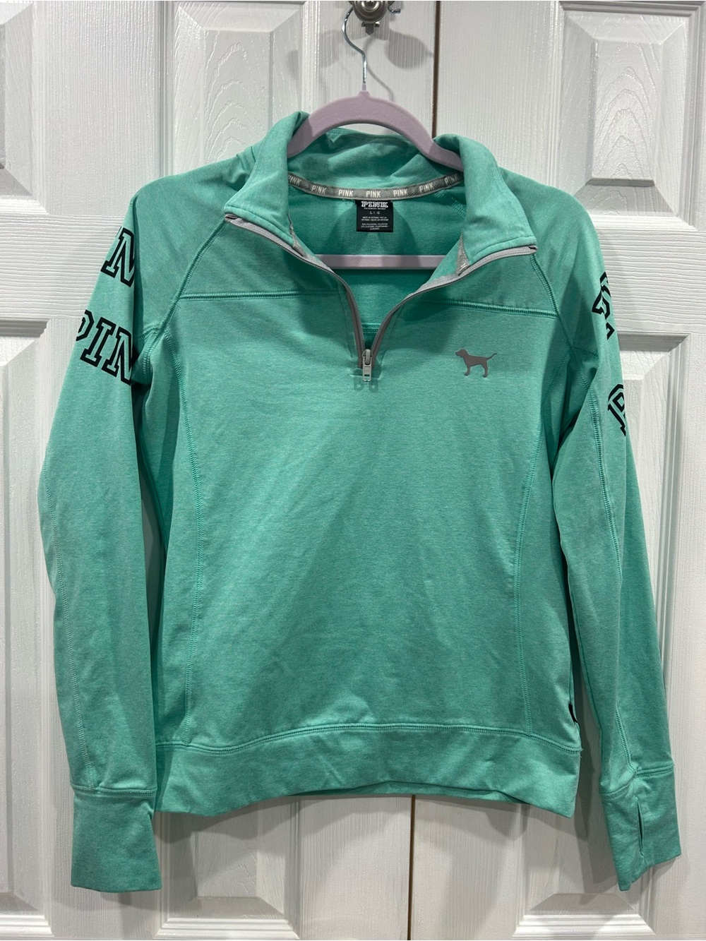 PINK Victoria's Secret Mint Green Quarter-Zip Pullover